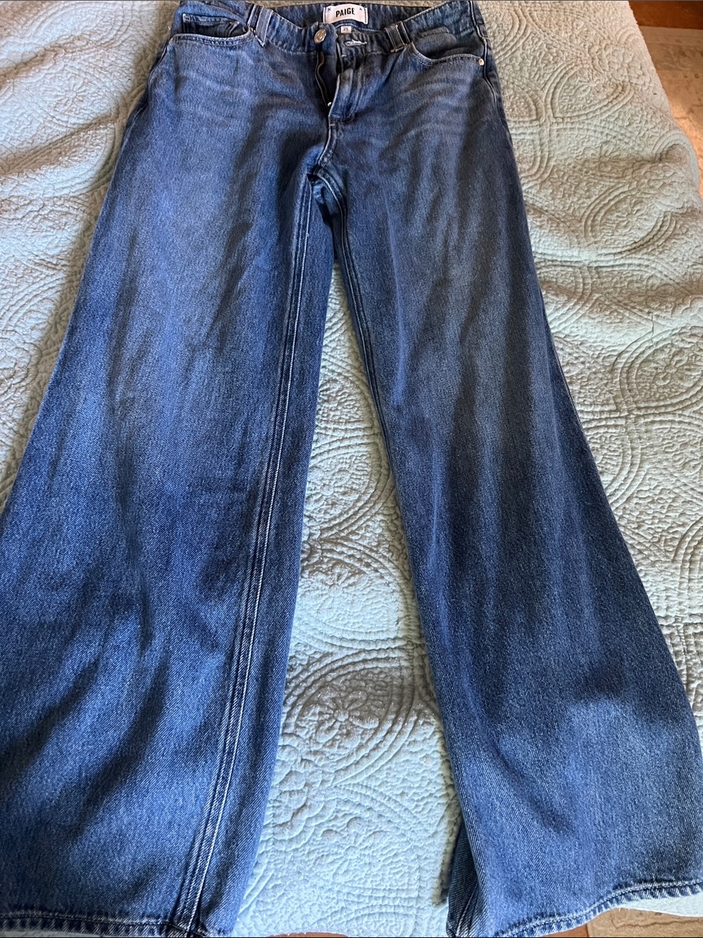 PAIGE Wide-Leg Jeans in Dark Blue Denim